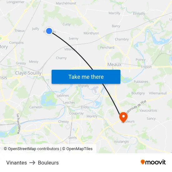 Vinantes to Bouleurs map