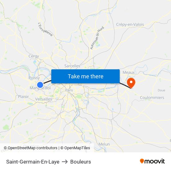 Saint-Germain-En-Laye to Bouleurs map