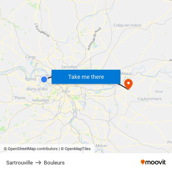 Sartrouville to Bouleurs map