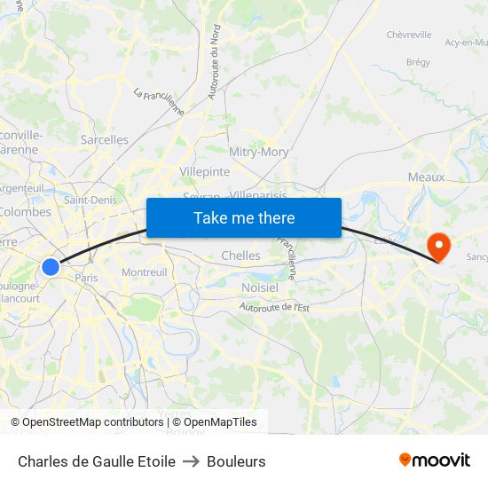 Charles de Gaulle Etoile to Bouleurs map