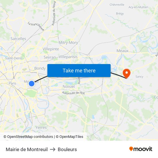 Mairie de Montreuil to Bouleurs map