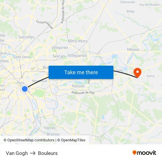 Van Gogh to Bouleurs map