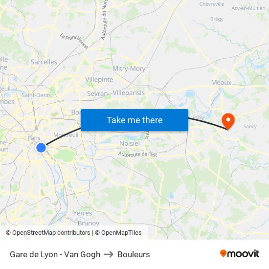 Gare de Lyon - Van Gogh to Bouleurs map