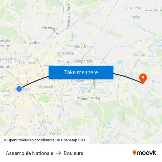 Assemblée Nationale to Bouleurs map