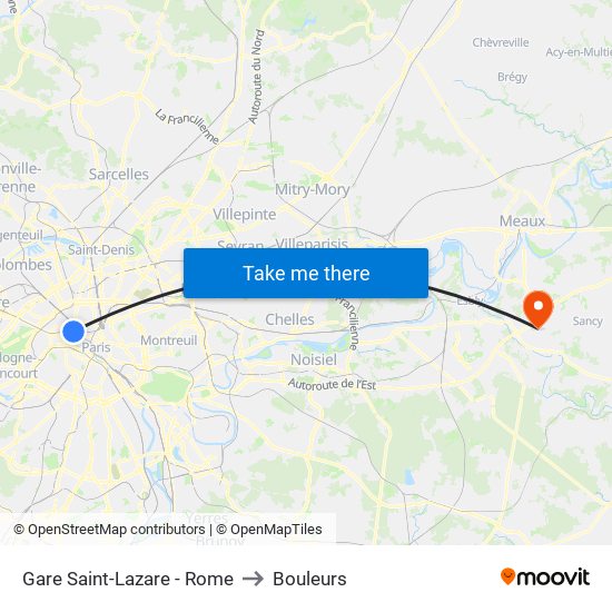 Gare Saint-Lazare - Rome to Bouleurs map
