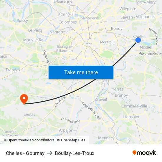 Chelles - Gournay to Boullay-Les-Troux map