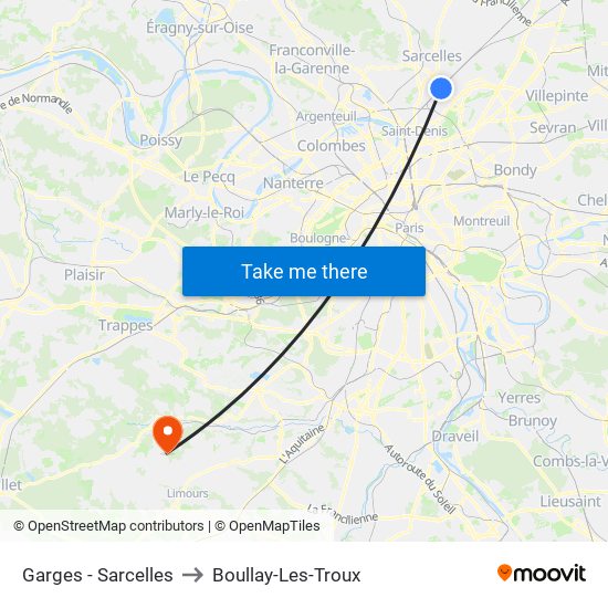 Garges - Sarcelles to Boullay-Les-Troux map