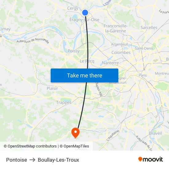 Pontoise to Boullay-Les-Troux map