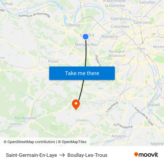 Saint-Germain-En-Laye to Boullay-Les-Troux map