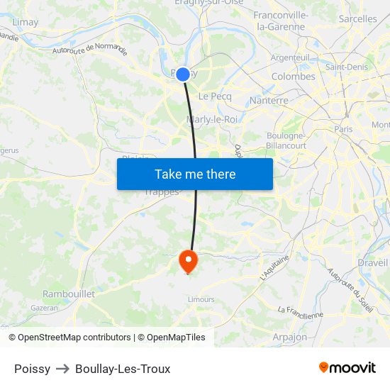 Poissy to Boullay-Les-Troux map