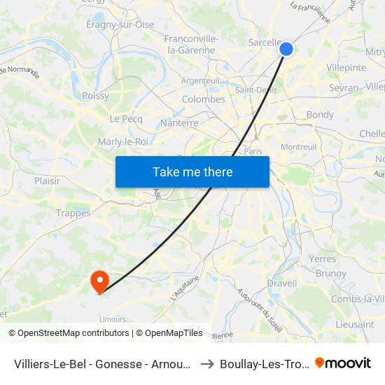 Villiers-Le-Bel - Gonesse - Arnouville to Boullay-Les-Troux map