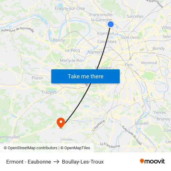 Ermont - Eaubonne to Boullay-Les-Troux map