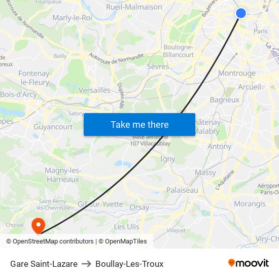 Gare Saint-Lazare to Boullay-Les-Troux map