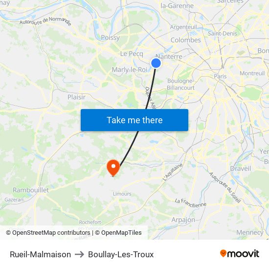 Rueil-Malmaison to Boullay-Les-Troux map