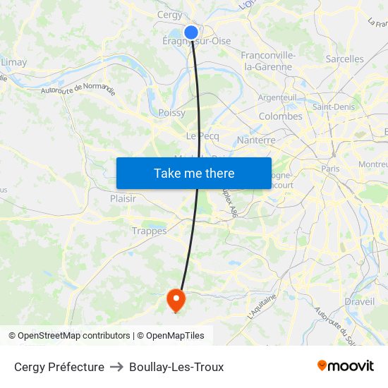 Cergy Préfecture to Boullay-Les-Troux map