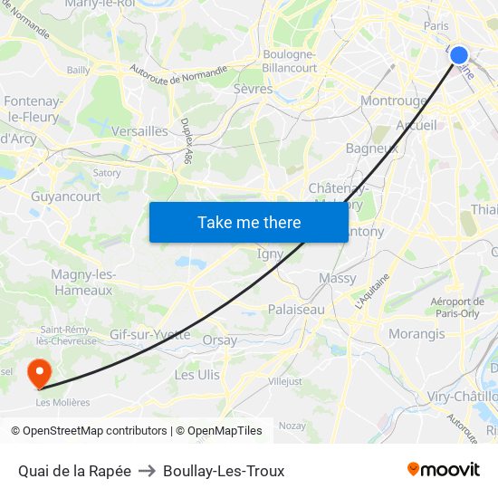 Quai de la Rapée to Boullay-Les-Troux map