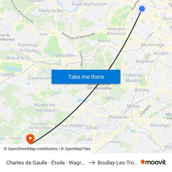 Charles de Gaulle - Étoile - Wagram to Boullay-Les-Troux map