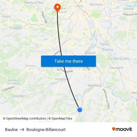 Baulne to Boulogne-Billancourt map