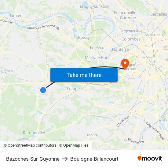 Bazoches-Sur-Guyonne to Boulogne-Billancourt map