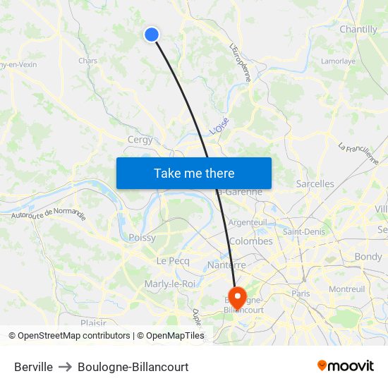 Berville to Boulogne-Billancourt map