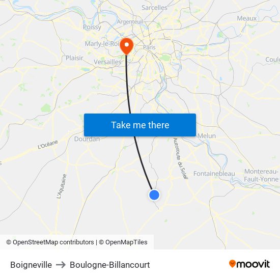 Boigneville to Boulogne-Billancourt map
