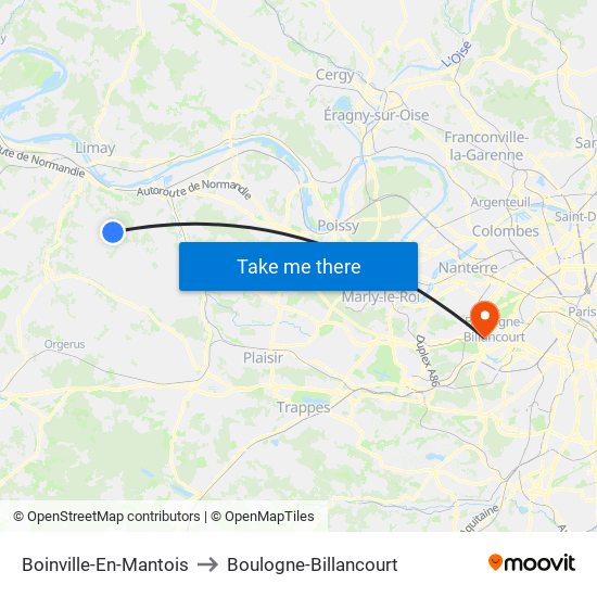 Boinville-En-Mantois to Boulogne-Billancourt map
