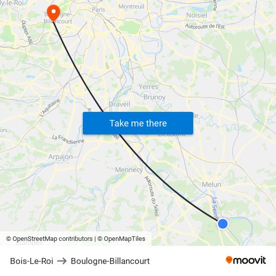 Bois-Le-Roi to Boulogne-Billancourt map