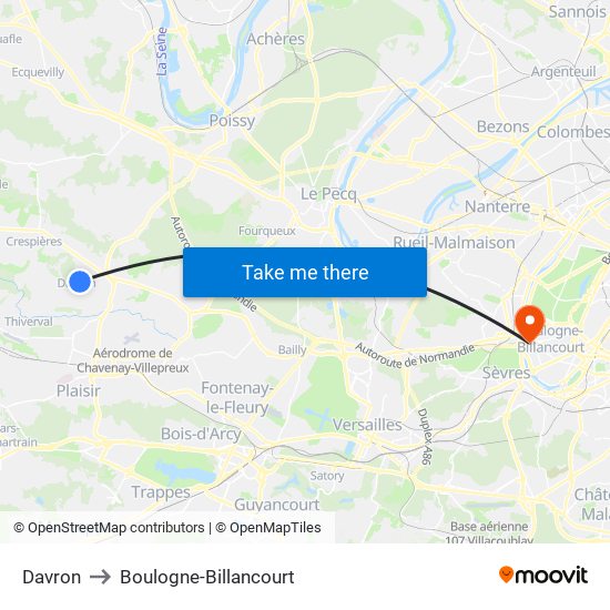 Davron to Boulogne-Billancourt map