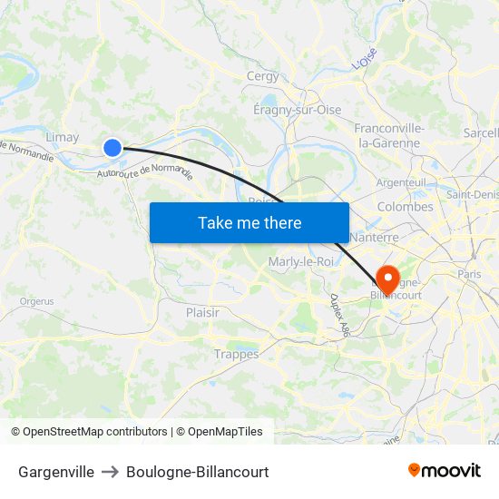 Gargenville to Boulogne-Billancourt map
