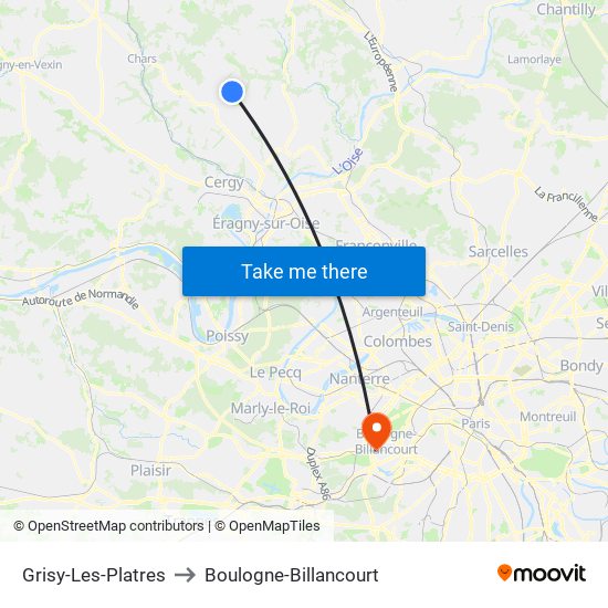 Grisy-Les-Platres to Boulogne-Billancourt map