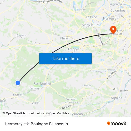 Hermeray to Boulogne-Billancourt map