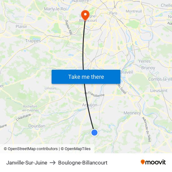 Janville-Sur-Juine to Boulogne-Billancourt map