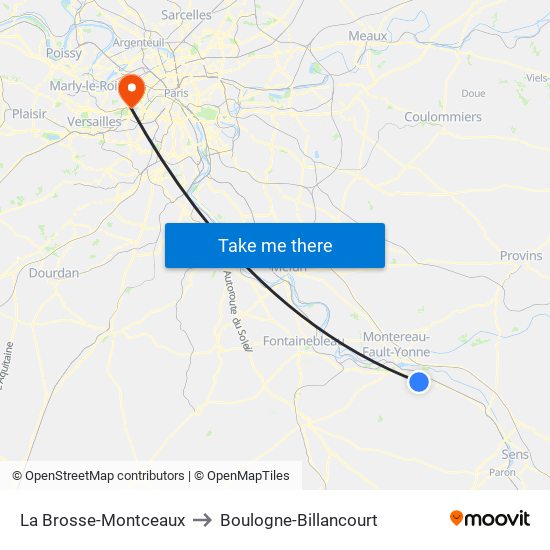 La Brosse-Montceaux to Boulogne-Billancourt map