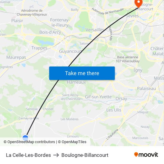 La Celle-Les-Bordes to Boulogne-Billancourt map
