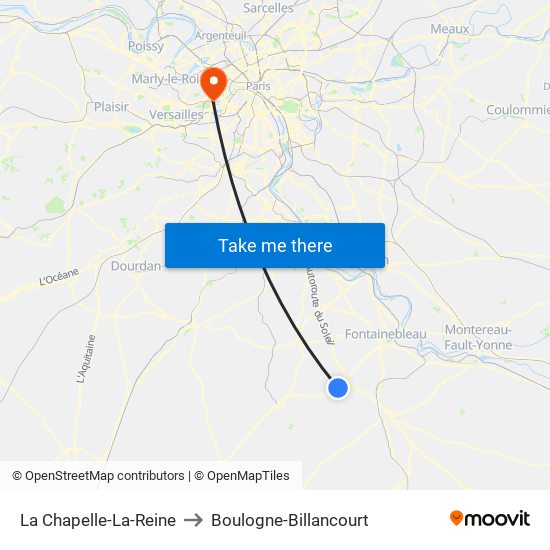 La Chapelle-La-Reine to Boulogne-Billancourt map