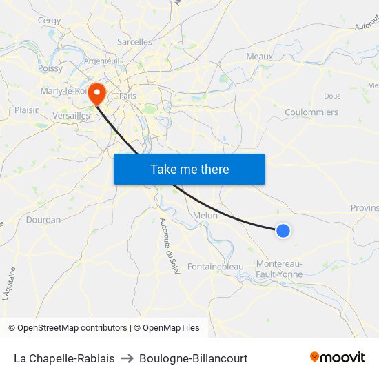 La Chapelle-Rablais to Boulogne-Billancourt map