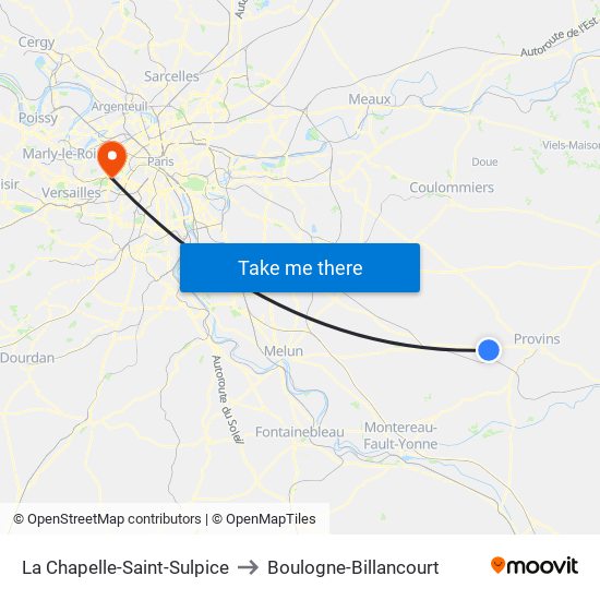 La Chapelle-Saint-Sulpice to Boulogne-Billancourt map