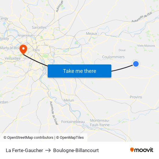 La Ferte-Gaucher to Boulogne-Billancourt map