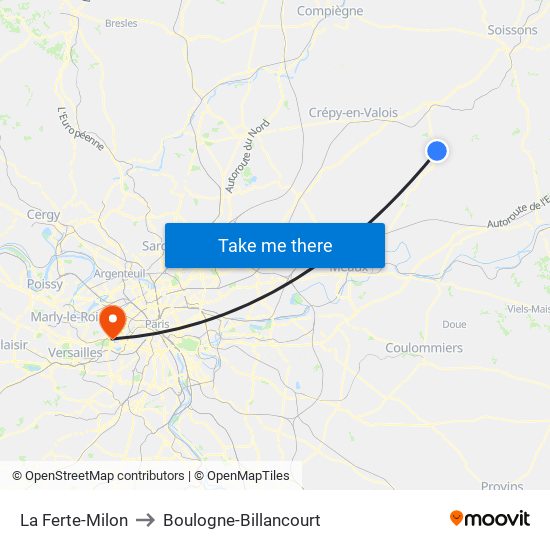 La Ferte-Milon to Boulogne-Billancourt map