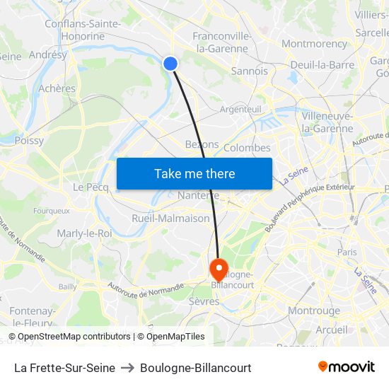 La Frette-Sur-Seine to Boulogne-Billancourt map