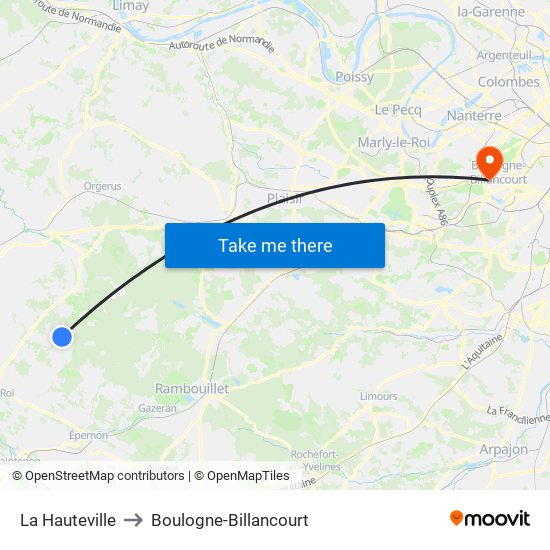 La Hauteville to Boulogne-Billancourt map