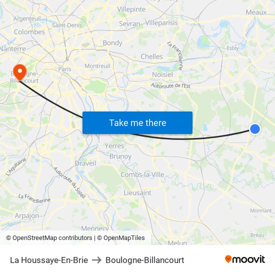 La Houssaye-En-Brie to Boulogne-Billancourt map