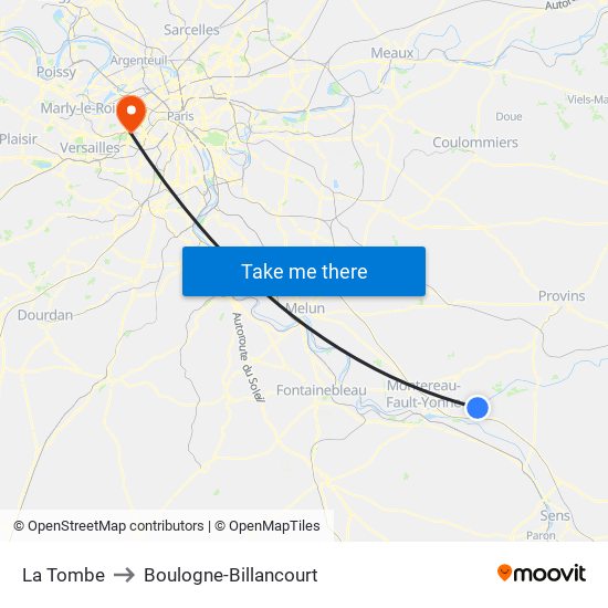 La Tombe to Boulogne-Billancourt map