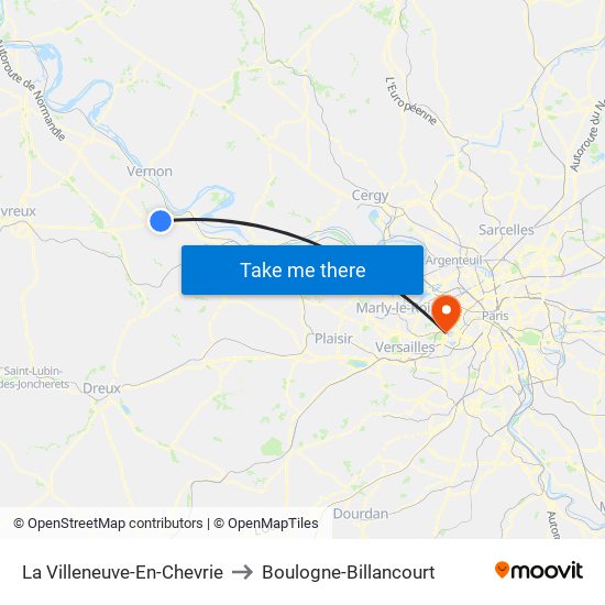 La Villeneuve-En-Chevrie to Boulogne-Billancourt map