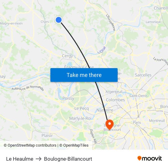 Le Heaulme to Boulogne-Billancourt map