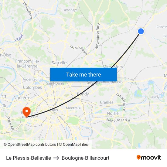 Le Plessis-Belleville to Boulogne-Billancourt map