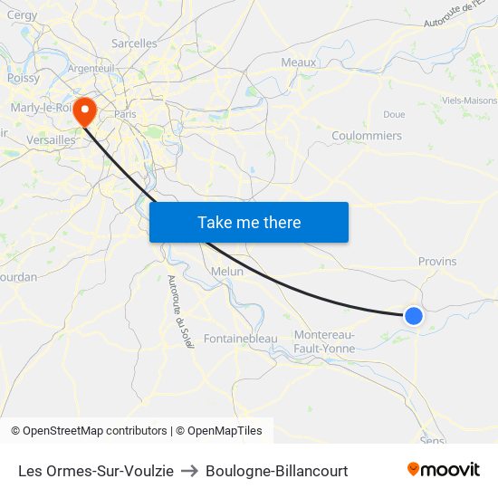 Les Ormes-Sur-Voulzie to Boulogne-Billancourt map