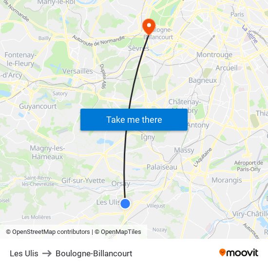 Les Ulis to Boulogne-Billancourt map