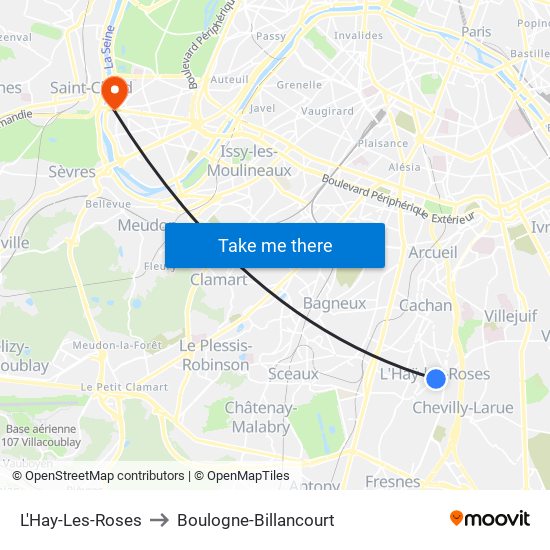 L'Hay-Les-Roses to Boulogne-Billancourt map