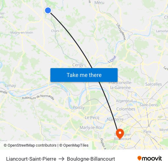 Liancourt-Saint-Pierre to Boulogne-Billancourt map